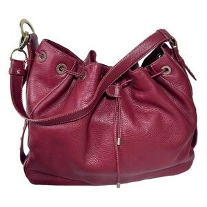 Donald J Pliner Red Pebbled Leather Hobo Bag With Strap Large SZ 19" X 13" X 4"